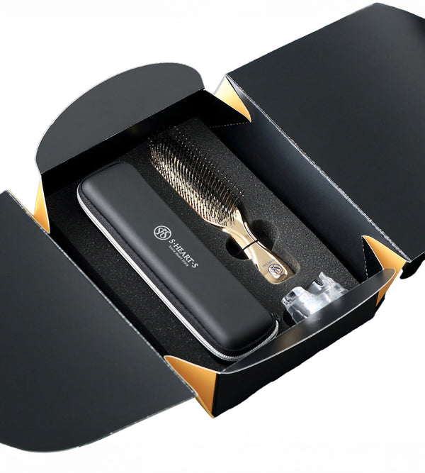 S-HEART-S Scalp Brush World Premium Long Champagne Gold Gift Box