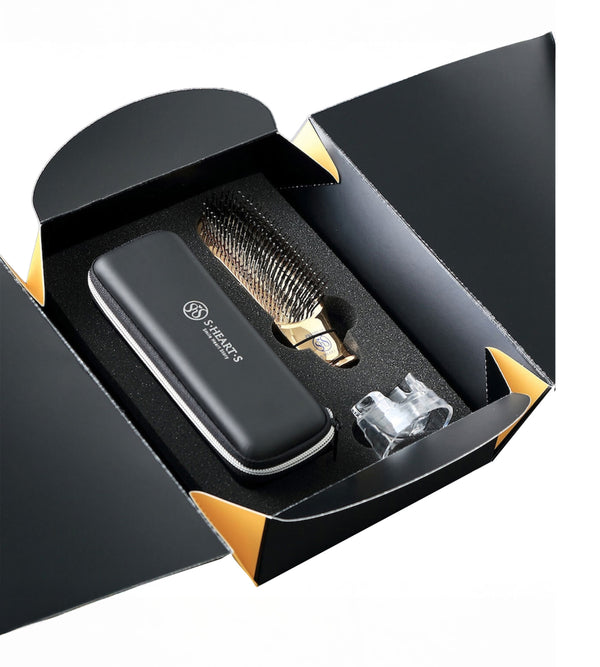 S-HEART-S Scalp Brush World Premium Short Champagne Gold Gift Box